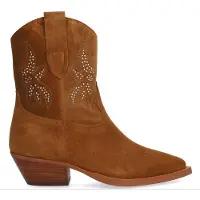 Alpe for woman. 554411 Wester brown leather ankle boots (39), 3 to 5 cm, Zip, Casual