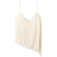 Mango Asymmetric Lace Camisole Top - Cream - S