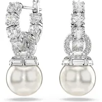 Swarovski Korvakoru 'Matrix' hopea / läpinäkyvä / helmenvalkoinen