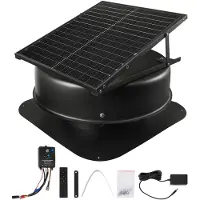 Vevor kattotuuletin, 50 W:n älykäs aurinkokattotuuletin termostaatilla, kaukosäädin, 3000 CFM:n ilmavirta, sisäänrakennettu savutunnistin ja automaattinen pysäytys jäähdytykseen ja kosteudenpoistoon