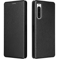 Mtp Products Sony Xperia 10 V Flip Lompakkokotelo - Hiilikuitu - Musta