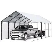 Vevor raskaaseen käyttöön tarkoitettu metallinen autokatos, 13' x 26' ulkokatos galvanoidulla teräsrungolla ja katolla, autoteltta autotallissa irrotettavilla sivuseinillä, monikäyttöinen autokatos pa
