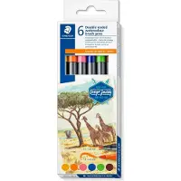 Staedtler 3001 C6-3, Hienojakoinen, 6 väriä, Pyöreä kärki ja sivellinkärki, 0,5 mm, 6 mm, Pyöreä