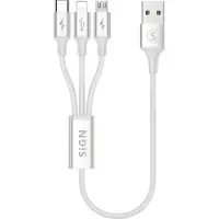 Sign 3-in-1 Cable 0.25m - Lightning - USB-C - Micro-USB 5V - 3A - White