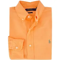Ralph Lauren for man. 710805564069 Orange garment dyed oxford shirt (M), Casual, Cotton, Classic, Long sleeve