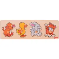 Goki Wooden Bubble Puzzle Dog Duck Rabbit Cat