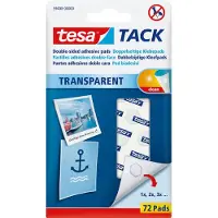 TESA Itseliimautuvat pyöreät liimaamiseen tarkoitetut TACK läpinäkyvät 72 kpl
