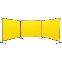 Vevor -hitsausverho kehyksellä, 6' x 8' 3-paneelinen hitsausverho, liekinkestävä vinyylihitsaussuoja 12 kääntyvällä pyörällä (6 lukittavaa), siirrettävä ja ammattimainen työpajaan, keltainen