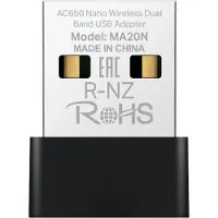 Mercusys MA20N, Langaton, USB A-tyyppi, WLAN, Wi-Fi 5 (802.11ac), 650 Mbit/s, Musta, Metallinen (MA20N(EU))