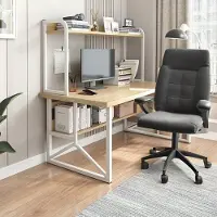 Hobby Hall Suorakulmainen Loft-tietokonepöytä, valkoista vaaleaa tammipuuta