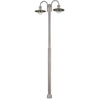 LINDBY pylväsvalaisin Damion, 200 cm, 2-valoinen, E27, IP44 DAMION , himmennettävä, Alumiini/harmaa/sinkki, Ruostumaton teräs, Moderni