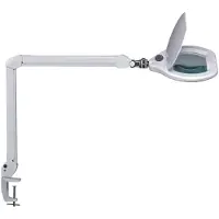 MAUL LED-suurennuslasivalaisin MAULcrystal, valkoinen, kiinnike, himmennettävä, Valkoinen/opaali, Työhuone/toimisto, Metalli, Moderni, lukulamppu
