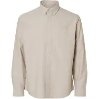 Selected Slmcole-Rick Ox Reg Ls Shirt Noos - Beige - XXL