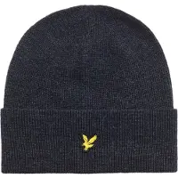 Lyle & Scott Lambswool Blend Ribbed Beanie - Navy - ONE SIZE