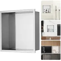 DUOKU Nisch de Douch 33 x 33 cm Ruostumattomasta Teräksestä 304--Seinäntakainen Hylly-Upotettu-Kestävä ja Ruostesuojaava Säilytys