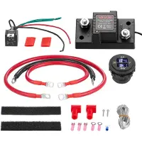 Vevor kaksoisakkueristinsarja, 12 V 80 A 13,3 mm² (6 AWG), manuaalinen ja automaattinen VSR-jänniteherkkä rele volttimittarilla, LCD-näyttö, älykäs akkueristin, yhteensopiva lyijyakkujen kanssa, UTV:l