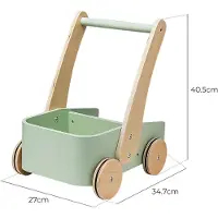 Playwood Green Wooden Push Cart