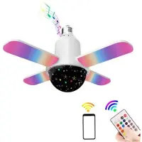 Mtp Products Nelilehtinen RGB-kattovalaisin Bluetooth-kaiuttimella ja kaukosäätimellä - E27 - Tähtitaivas