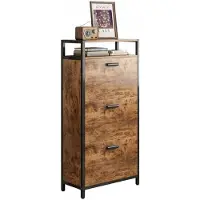 Hobby Hall Kenkäkaappi maalaismainen ruskea eteinen vintage teollinen 3 hyllyä