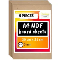 Hobby Hall Mdf-levyt laserkaiverrukseen ja -leikkaukseen, 3mm, A4-koko, 5 kpl.