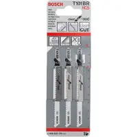 Bosch T 101 BR, Kuviosahanterä, Lastulevy, Kuitulevy, Paneeli, Pehmeä puu, Runsashiilinen teräs (HCS), Musta, Ruostumaton teräs, 2,5 mm, 3 cm