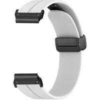 SKALO Silikoniranneke metallisolki Garmin Fenix 8 47mm - Valkoinen