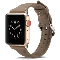 SKALO Kapea nahkaranneke Apple Watch Series 4-6 40mm - Tummanharmaa