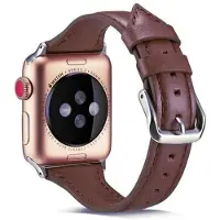 SKALO Kapea nahkaranneke Apple Watch SE 40mm - Tummanruskea