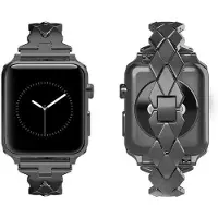 SKALO Metalliranneke "Twist" Apple Watch Series 4-6 44mm - Musta