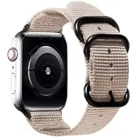 SKALO Nato-ranneke Nylon Apple Watch Series 4-6 44mm - Beige