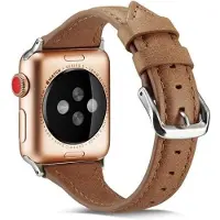 SKALO Kapea nahkaranneke Apple Watch Series 10 42mm - Vaaleanruskea