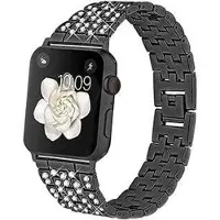 SKALO Teräsranneke Bling Apple Watch Series 4-6 44mm - Musta