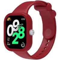 SKALO Silikoniranneke ja Suojakuori Xiaomi Redmi Watch 4 - Viininpunainen