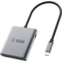 Sign 2in1 Adapter - USB-C to 2x HDMI 2.0 + USB-C - 4K 100W PD USB hub