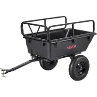 Vevor -puutarhakärry, 10 kuutiojalkaa 227 kg, mönkijän, UTV-kuljetuskärry, hinattava polypropeenikippikärry 16" renkailla, käsin tai jalkapolkimella, raskaaseen käyttöön tarkoitettu pihakärry ruohonlei