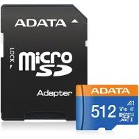 ADATA – 512GB UHS-I Class 10 microSDXC Memory Card with Adaptor (AUSDX512GUICL10A1-RA1)