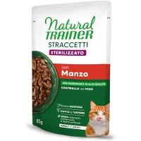 NATURAL TRAINER 24x 85g Stracceti Adult Steriloidut suikaleet kastikkeessa naudanliha märkäruoka kissalle