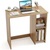 Hobby Hall Costway pieni työpöytä 2 lokerolla Tietokonepöytä Toimistopöytä PC-pöytä 80 x 40 x 74 cm Natural