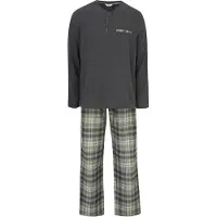 Dagi Pitkä pyjama antrasiitti / vihreä / valkoinen