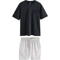 Next Lyhyt pyjama vaaleanharmaa / musta