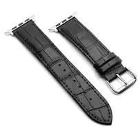 SKALO Krokotiilikuvioinen nahkaranneke Apple Watch SE 44mm - Musta