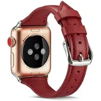 SKALO Kapea nahkaranneke Apple Watch SE 40mm - Punainen
