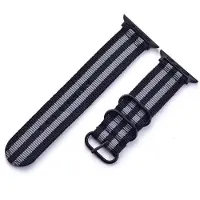 SKALO Nato-ranneke Nylon Apple Watch Series 4-6 40mm - Musta-Harmaa