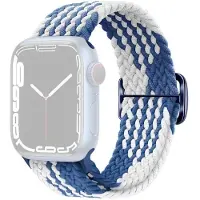 SKALO Punottu -ranneke Apple Watch Series 4-6 40mm - Sininen-Valkoinen