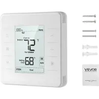 Vevor 7 päivän ohjelmoitava termostaatti, kodin termostaatit lämpöpumpuille, ilmastointilaitteille, lattialämmitykselle, LED-näyttö taustavalolla ja 1Cool+1Heat, energiatehokas, laaja lämpötila-alue,