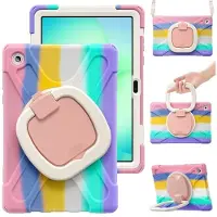 SKALO Samsung Galaxy Tab A11+ Armor Kahva Teline Olkahihna Suojakuori - Rainbow