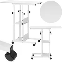 Springos Mobiilitoimisto - - Kannettava pöytä - Korkeuden säädettävä 76-86 cm - Valkoinen - Moderni muotoilu