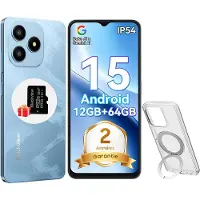 Blackview WAVE 9C Kannettava Puhelin 6.56" 12Gt+64Gt 13MP+8MP 5000mAh Android 15 Älypuhelin Kaksois-SIM Kasvojentunnistus, 3 Korttipaikkaa - Sininen