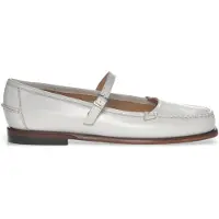 Sebago for woman. 76113JW White Pop Leather Ballerinas (37.5), Flat, Buckle, Casual, Classic