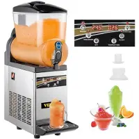Vevor kaupallinen slushy-kone, 15 litran yhden säiliön jäädytettyjen juomien kone, 60 kuppia ruostumattomasta teräksestä valmistettu margarita-smoothie-jäädytettyjen juomien valmistaja, slushie-kone k